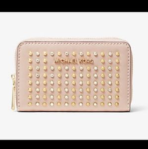 Michael Kors studded pink small wallet